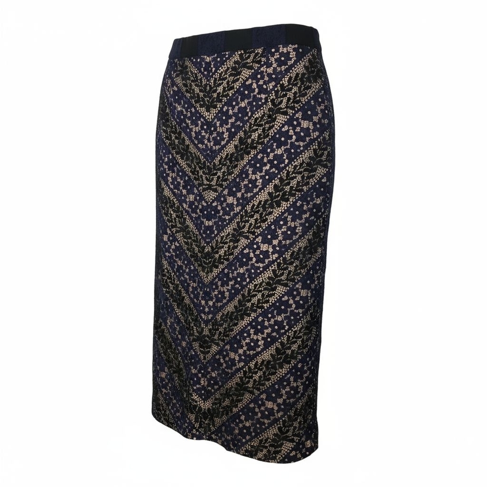 Current Air Los Angeles Navy & Black Lace Overlay Pencil Skirt Med Whimsigoth
